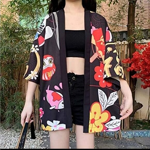 Fortune cat Japanese kimono Machine washable Loose fit - Picture 3 of 3